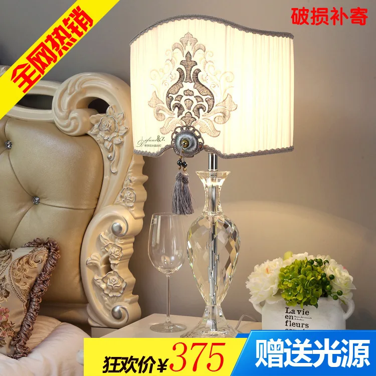 

Modern Crystal Bedroom Table Lamp Fabric Lampshade Living Room Decoration Abajur Table lamp For Bedroom Lamparas De Mesa