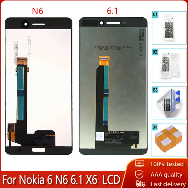 Оригинальный ЖК дисплей для Nokia 6 N6 X6 1 Plus сенсорный экран дигитайзер в сборе