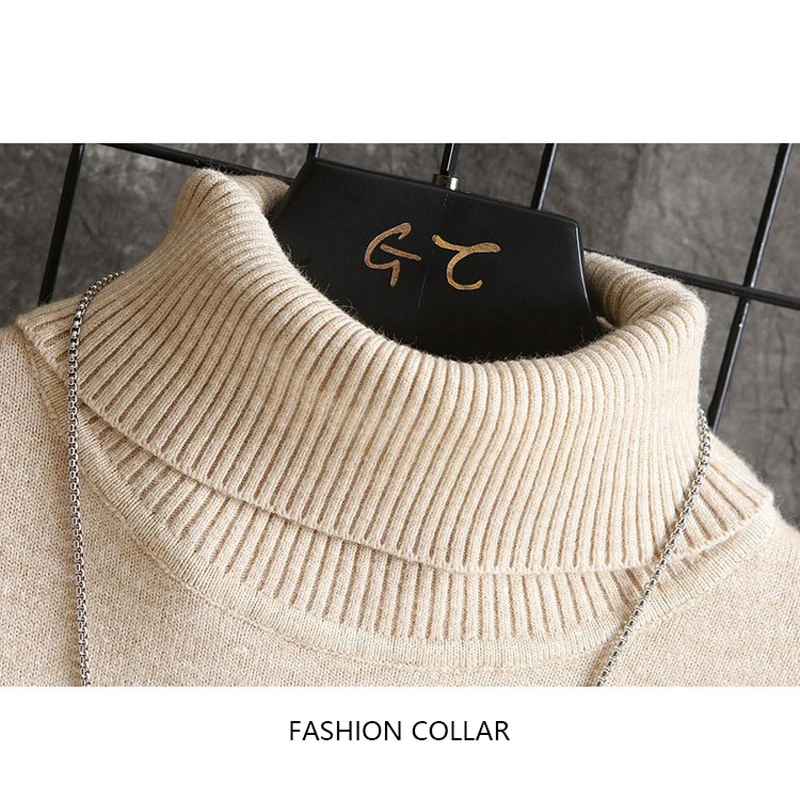 Men's Sweater Pullover Fashion Simple Knitted Sweaters Black Loose Long Sleeve Multicolor Winter Soft Warm Wool Turtleneck Hot