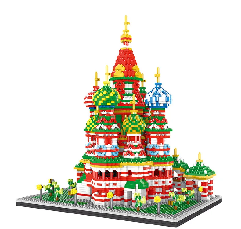 

Micro Small Particles of Diamond Spell Block Building Blocks World Architecture Series Vasily Church Saint Basil's Cathedral9918