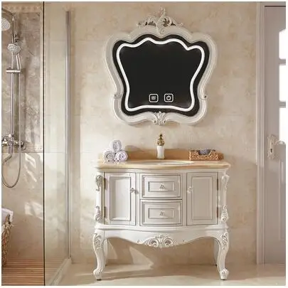 

European style bathroom cabinet combination solid wood floor-to-ceiling simple oak oak wash basin bathroom vanity smart mirror c