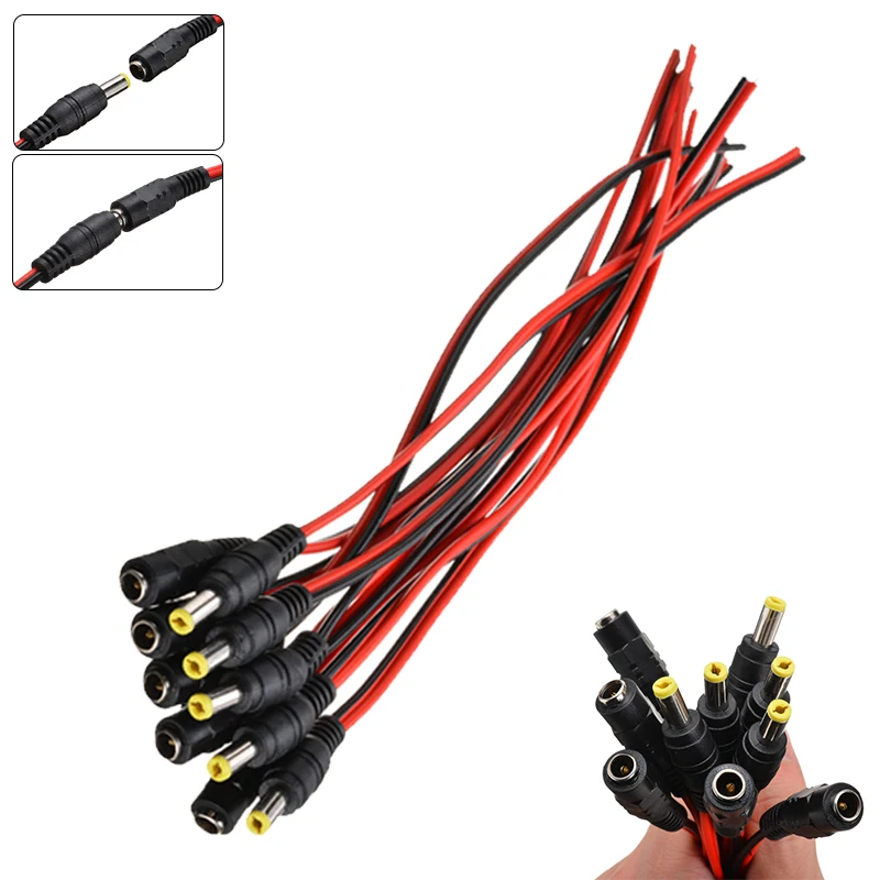 

5Pairs 5.5x2.1mm Male + Female DC Power Socket Jack Plug Connector 12V Cable Wire Plug For CCTV Camera LED Driver