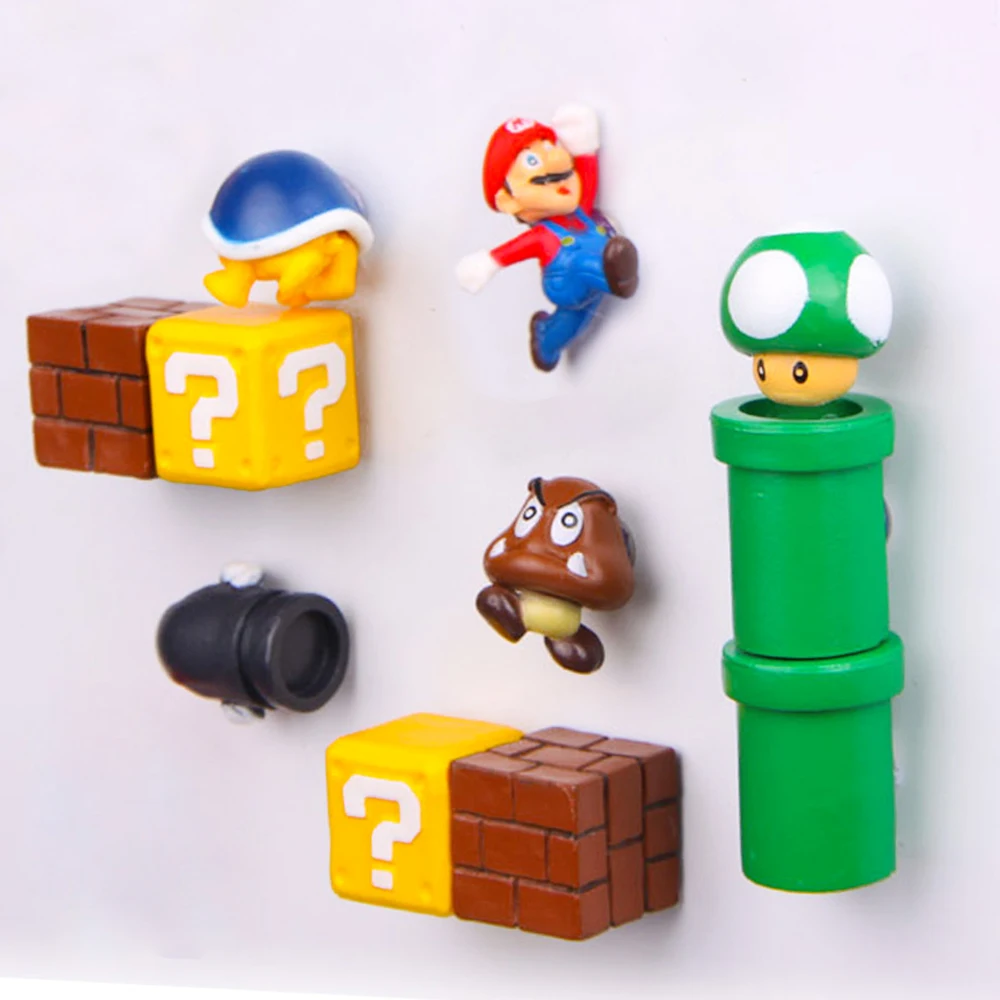 3D Супер Марио резина, магнит на холодильник магниты игрушечные стикер сообщений декоративное украшение предмет интерьера фигурка Марио магнит пули кирпичи