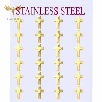 

Golden Stainless Steel Jewelry Set Women's Men's Earrings Cross Religious Earrings Gothic Punk Studs Earring