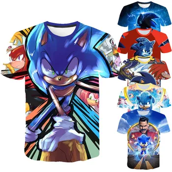 

2020 Sonic The Hedgehog T Shirt for Boys Girls Summer Cartoon Mario Short Sleeve Top Children Kid Clothing sonic youth t-shirt