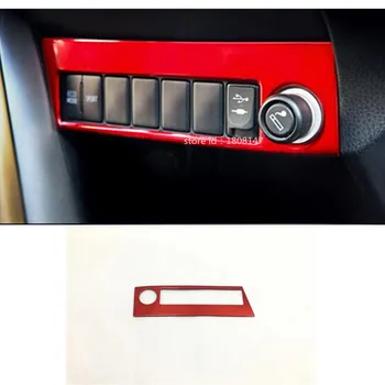 

Car ABS Red Car Control Socket Charge Cigarette Smoke Lighter Switch Frame Lamp Stick Trim For Toyota RAV4 2016 2017 2018
