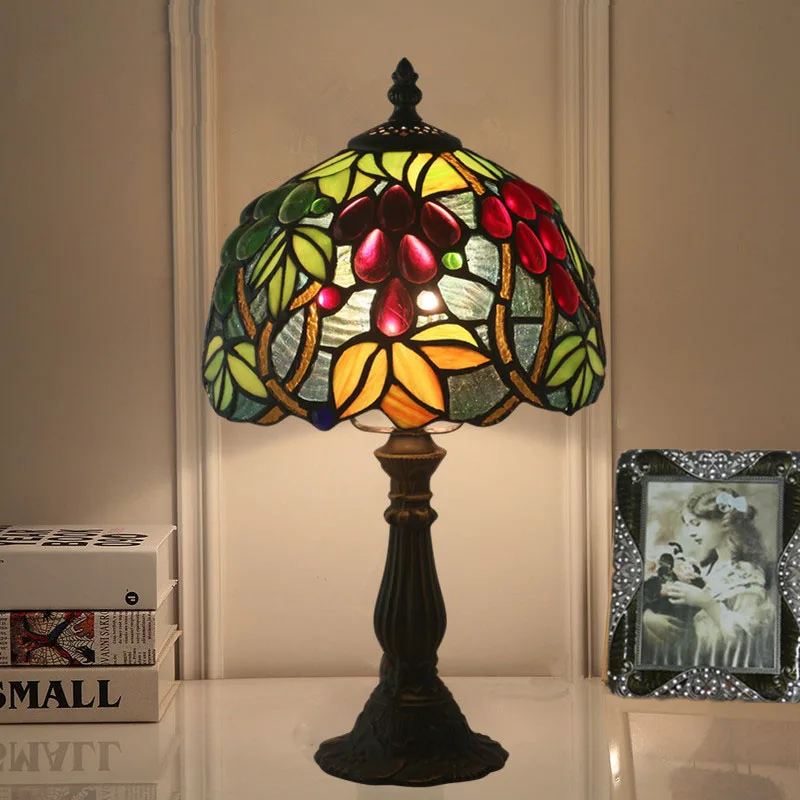 

8 Inch Vintage Table Lamp European Bedroon Bedside Desk Lamp Classical Bar Art Stained Glass Lamp Cafe Restaurant Table Light