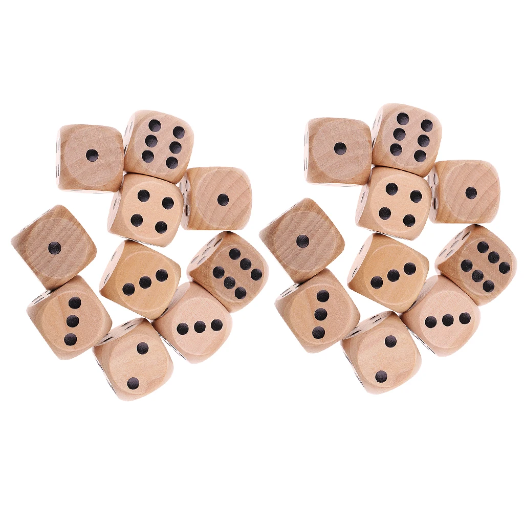20x D6 Wooden Dice Six Sided Board Game Dice for Dungeons And Dragons Games