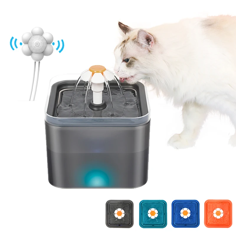 Automatic Cat Water Fountain With Infrared Motion Sensor LED Light Power Adapter Pet Feeder Bowl Drinking Dispenser Container 1