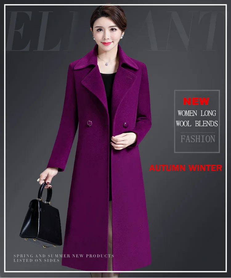New Women Wool Blends Long Coat Autumn Winter 2021 Fashion Sashes Woolen Jacket Slim Outerwear Female New Women Wool Blends Long Coat Autumn Winter 2021 Fashion Sashes Woolen Jacket Slim Outerwear Female