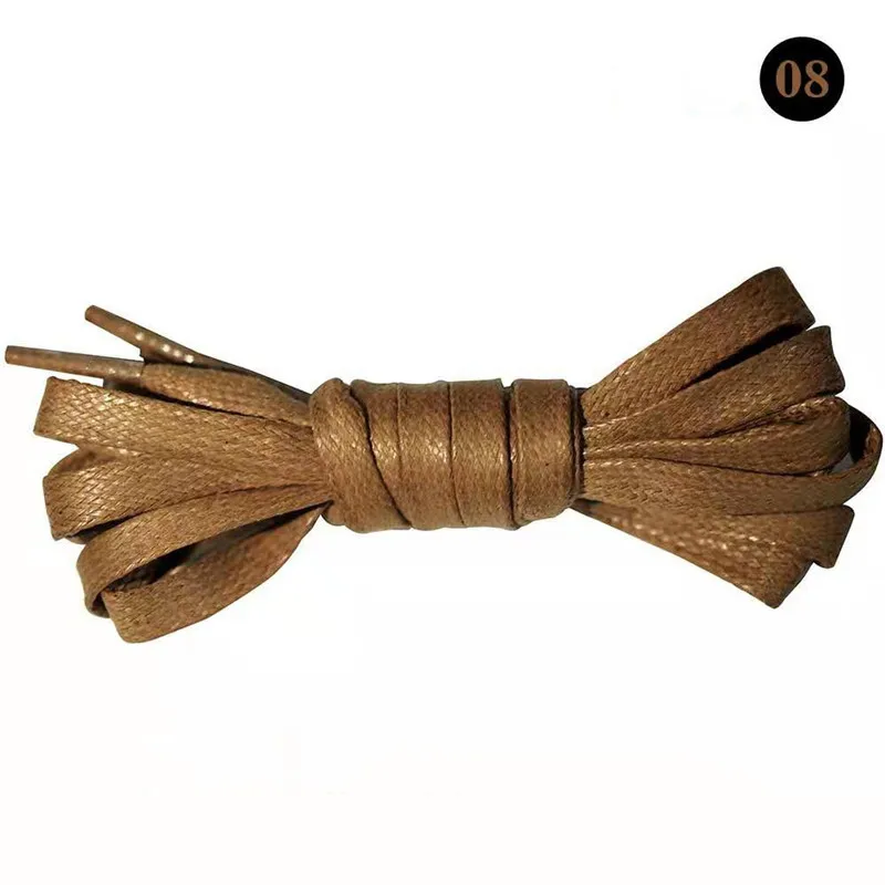 Brown 50/80/100/120CM 1Pair Unisex Waxed Flat Shoelaces Leather Waterproof Casual Shoes Laces Boots Shoelace For Shoes Accessories - Цвет: Brown
