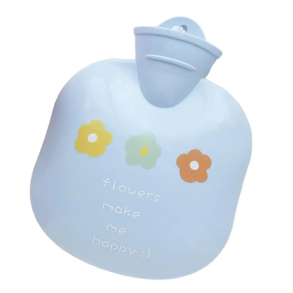 Small flower blue Пластиковая бутылка для горячей воды с защитой от взрыва и мультяшным принтом, милый теплый мешок для воды 500 мл - Цвет: Small flower blue