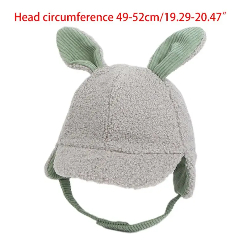Cute Winter Children Rabbit Ears Hats Plush Earmuffs Baseball Cap Outdoor Windproof Warm Cartoon Simple Baby Kids Boy Girl Hats