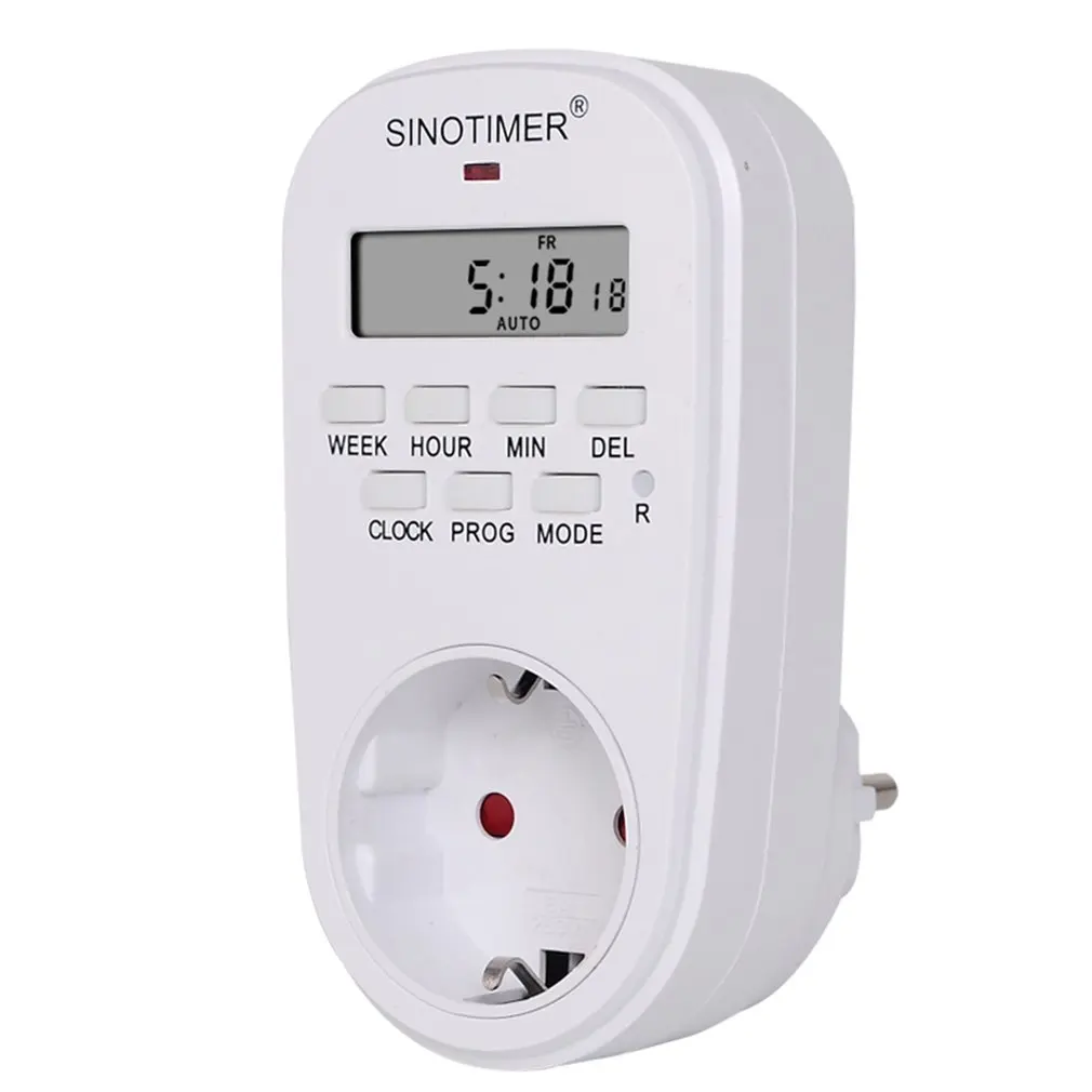 

SINOTIMER Weekly 7 Days Programmable Digital Timer Switch Socket Outlet Plug-in Time Control for Electric Appliance EU US Uk