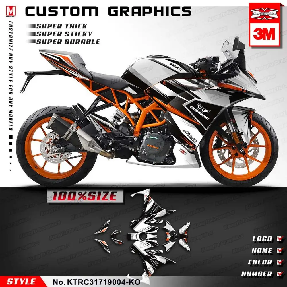 KUNGFU GRAPHICS Waterproof Sticker Custom Design Decals Vinyl Kit for KTM RC 250 390 RC250 RC390 Customizable - Цвет: KTRC31719004-KO