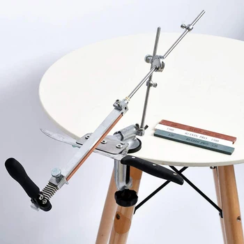 

Fixed-angle Kitchen Knives Sharpener Professional Chef Knives Sharpening Set System Tools with 4pcs Whetstones