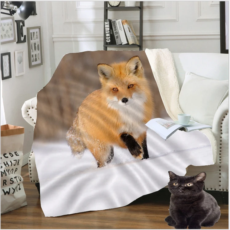 

Fox Blanket LIASOSO New Funny 3D Print Animal Travel Fleece Quilt Sofa Warm Throw Plush Duvet Snow Soft Sheet Bedspread B188-2