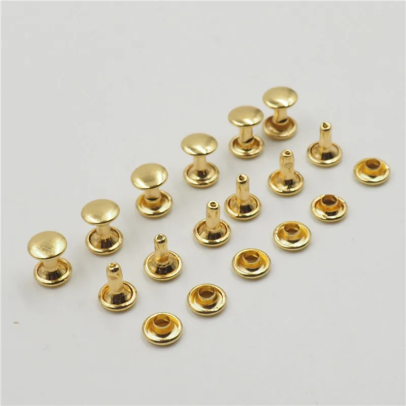 100pcs Brass Tubular Rivets Two Piece Double Cap for Leathercraft and Decor 10mm 