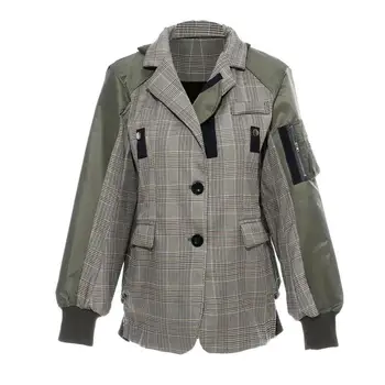 

Johnature Casual Plaid Turn-down Collar Jackets Autumn Winter Women Clothes 2020 New Fashion Simple Spliced Long Sleeve Coats