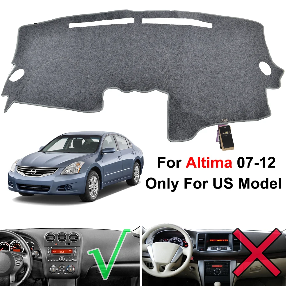 Автомобильный коврик для приборной панели Nissan Altima Teana 2007-, защитный лист, ковер, Стайлинг 2008, черный, серый, серый