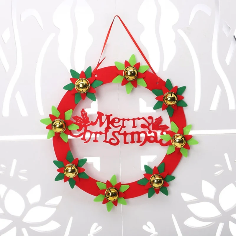 Christmas Decorations 30CM Non-woven Christmas Wreath Door Hanging Hotel Christmas Tree Wreath Hanging Ornaments
