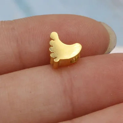 Серебряный/золотой из нержавеющей стали детские ножки бусины Шарм для изготовления ювелирных изделий металлический детский браслет на ногу зеркальный полированный 30 шт - Окраска металла: gold