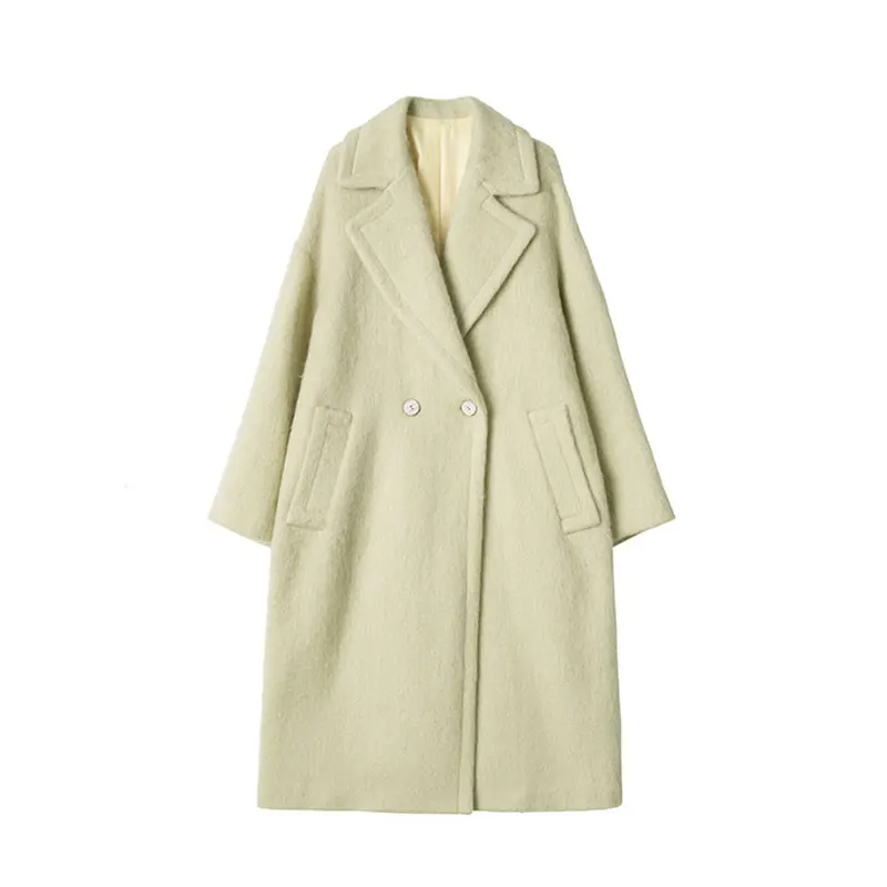 

Women's handmade double-sided cashmere coat solid color high-end woolen coat handmade wool coat