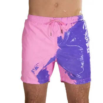 

Discoloration Swimming Trunks Beach Pants Men'S European And American Large Size Warm Color Discoloration Shorts