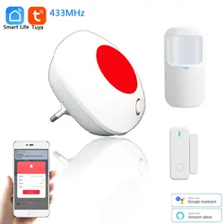 Système d'alarme de sécurité sans fil Tuya Smart, fréquence 433MHz, méthode de codage de réception EV1527, capteur de porte, détecteur infrarouge 