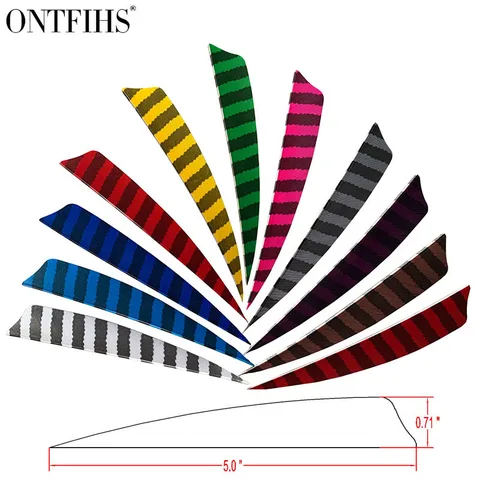Flefleacessórios de Caça e Tiro com Arco Ontfihs Polegadas Seta Real Turquia Feathersshield Corte Listrado 50 Pçs 5