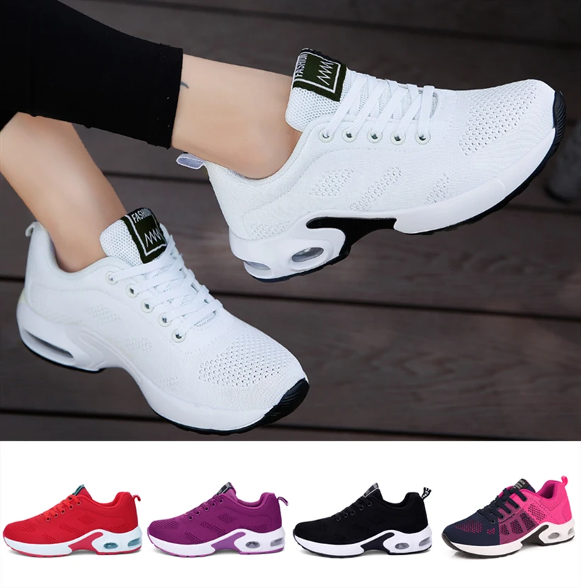 Модные женские легкие кроссовки для бега, уличная спортивная обувь удобные дышащие туфли для бега, спортивная обувь с воздушной подушкой, на шнуровке