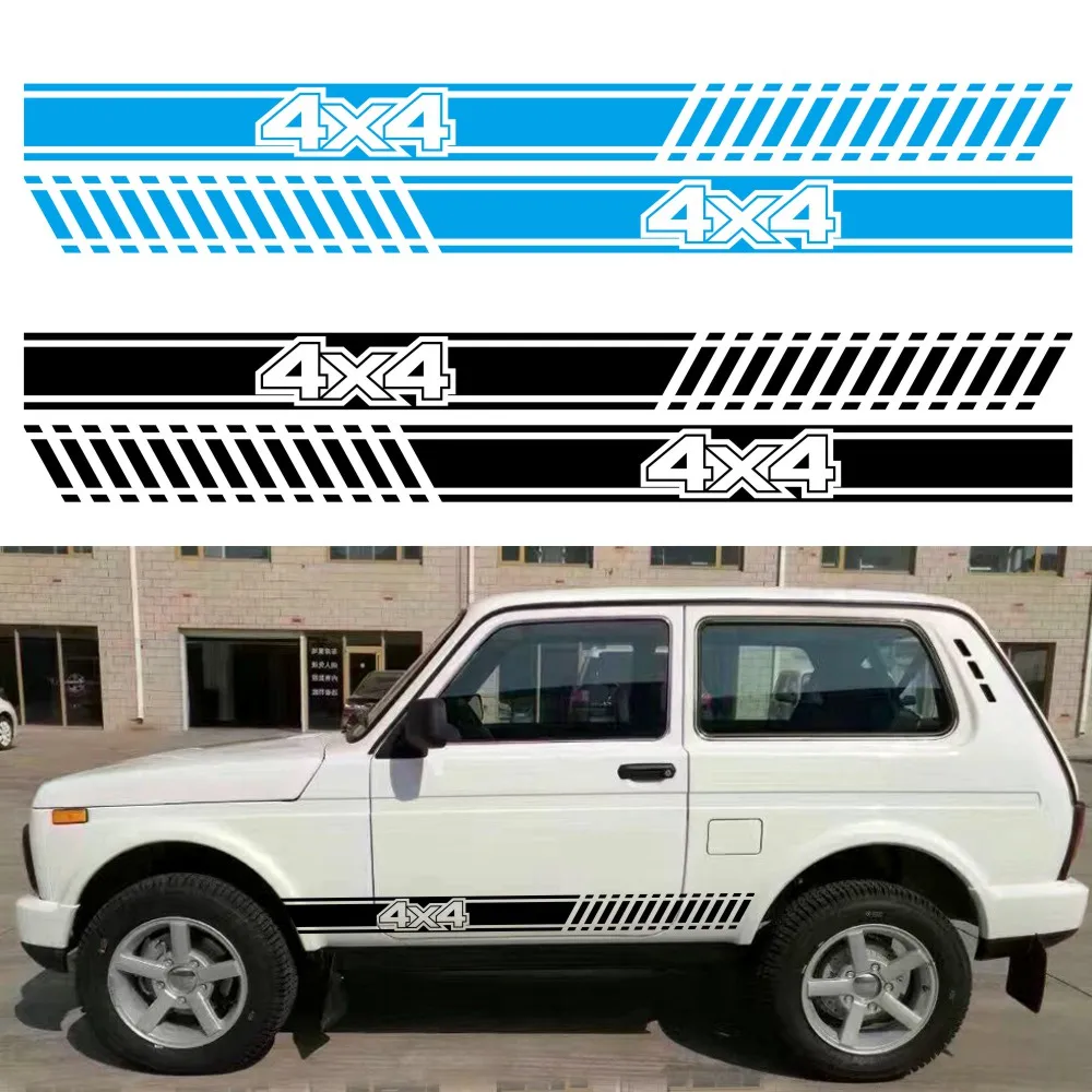 

2Pcs Car Long Side Stripes Sticker Vinyl Film Auto DIY Decals For LADA NIVA 4X4 Automobiles Decoration Car Tuning Accessories
