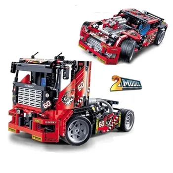 

2 in 1 city Vehicle building blocks Compatible Legoinglys Technic Truck Racing Motorcycle Car Bricks Sets Children Boys Toys