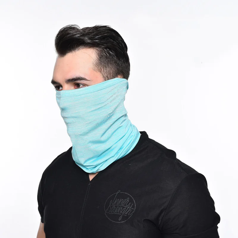 Blue neck warmer Мужская и женская велосипедная полумаска для лица, горлышко, дышащий шелк светло-голубого цвета, УФ-Защитная маска для лица, спортивные наушники повязка на голову велосипед Маска - Цвет: Blue neck warmer