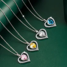 

ANGLANG Luxury Heart Pendant Necklace Bridal Wedding Shiny CZ Stone Romantic Gift Elegant Fashion Necklace Jewelry for Women