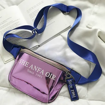 

Waist Bags Women Fashion Pink Silver Fanny Pack Female Belt Bag Black Fresh Waist Packs Laser Chest Phone Pouch