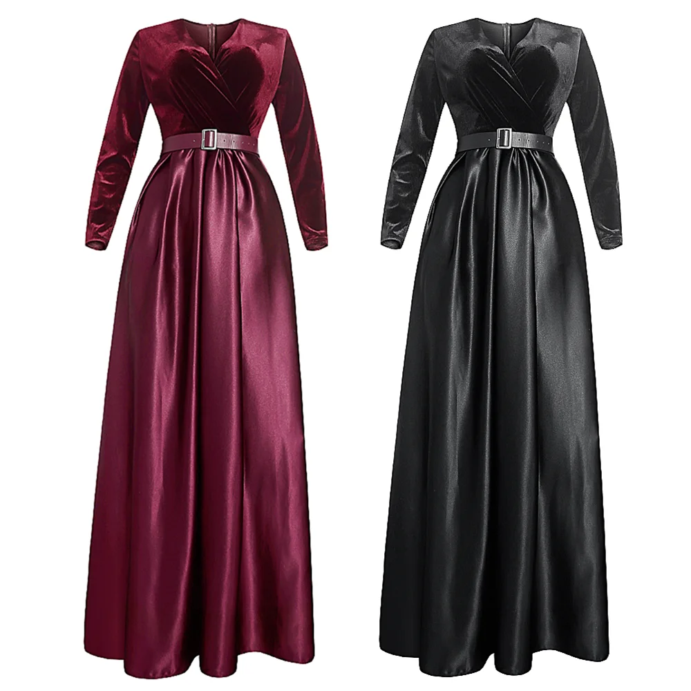 Plus Size Winter Velvet African Dresses For Women 2022 Dashiki New Year Dinner Gown Elegant Muslim Kaftan Satin Party Long Dress