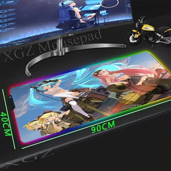 

XGZ Large RGB Gaming Mouse Pad Black Lock Edge Anime Hatsune Miku Custom Office Computer Desk Mat Non-slip Lol Dota Gamer Xxl