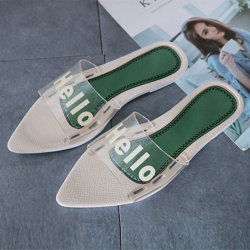 PROD 1005002463375221 2021 Summer New Womens Pvc pointed Slippers
Casual Soft-soled Sandal Transparent Wear outside Flat Sandals And
Slippers