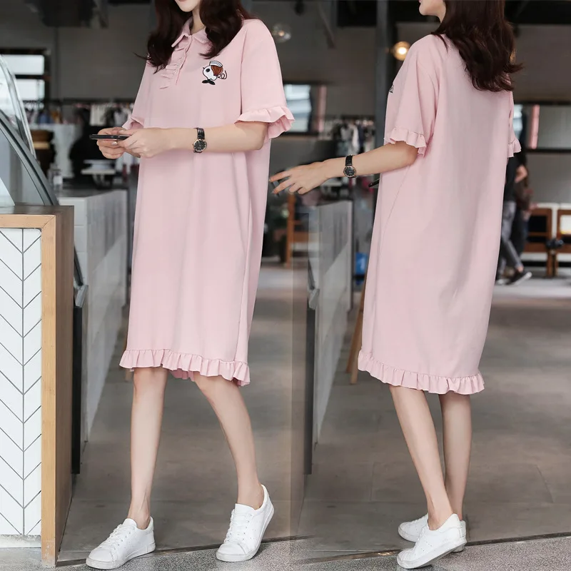 

Shanghai New Europe Sang 2020 Summer Embroidered Dog Lotus Leaf Dress