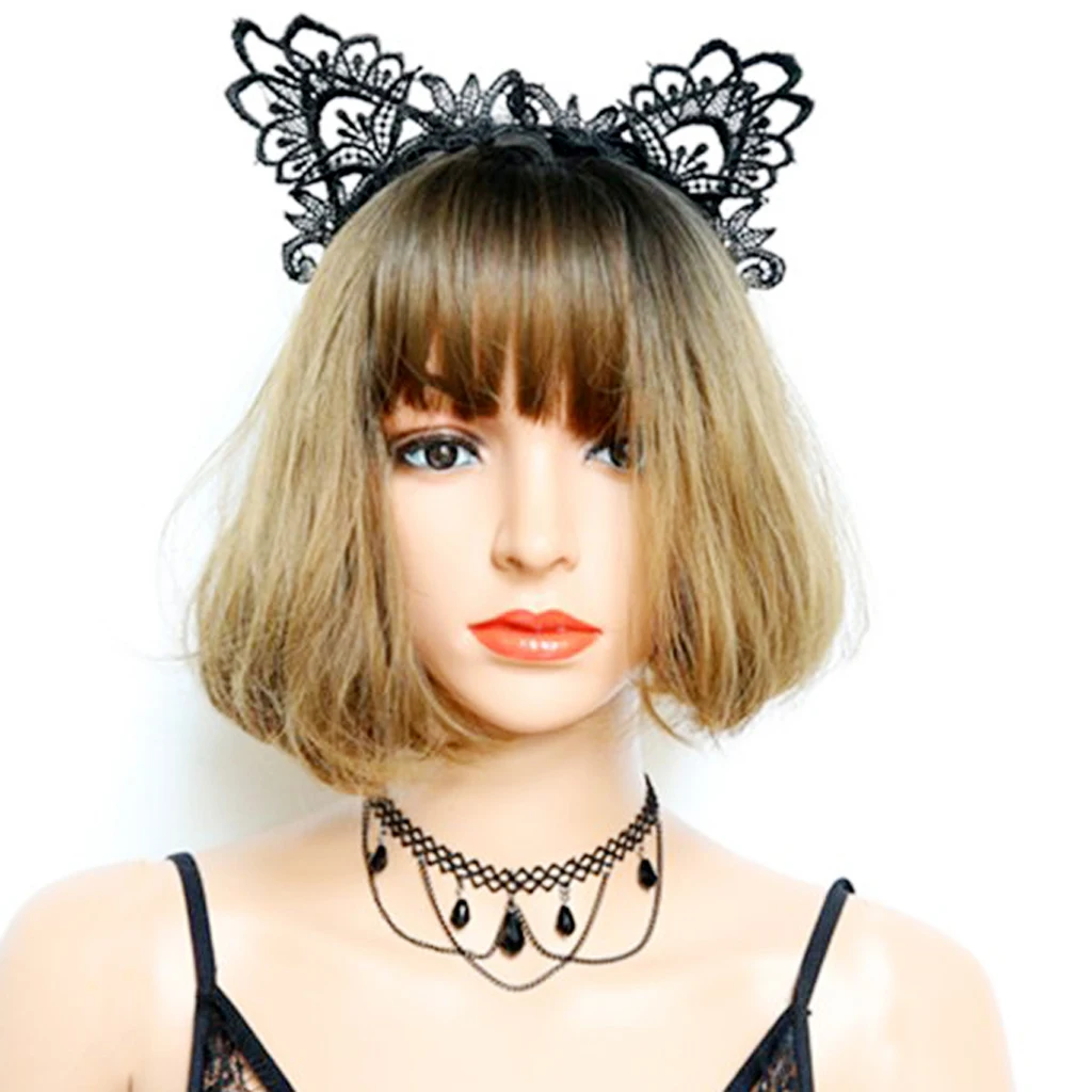 Wedding Party Beads Rhinestone Tassels Chain Pendant Gothic Necklace for Women Vintage Punk Black Lace Choker 