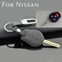 Funda de cuero de capa superior para llave inteligente, accesorio de mando a distancia para Nissan Sentra Versa Tiida Juke Micra Note