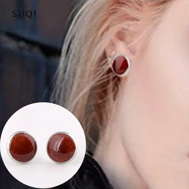 SUQI High Quality Colour Stainless Steel Enamel Resin Ear Studs Non-Toxic Non-Fading Ear Nails Earrings Jewelry for Women 2019