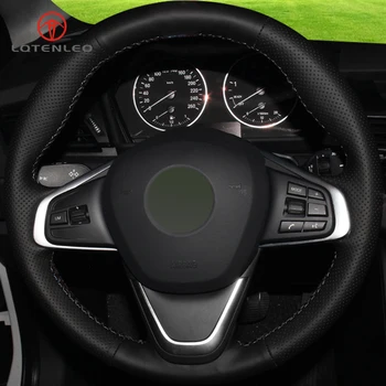 

LQTENLEO Black Artificial Leather DIY Car Steering Wheel Cover for BMW 2 Series 220i 218i 225xe F45 F46 X1 F48 X2 F39 2014-2019