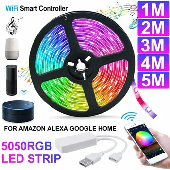 

5M WiFi 5050 RGB LED Strip Light WiFi Controller APP Control 5V Flexible Ribbon Diode Tape for Amazon for Alexa for Google Home