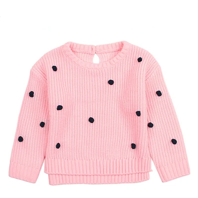 Зимний свитер для маленьких девочек; Однотонный детский пуловер для новорожденных; милый детский топ с длинными рукавами для девочек; Roupas Bebe; шерстяные аппликации - Цвет: pink