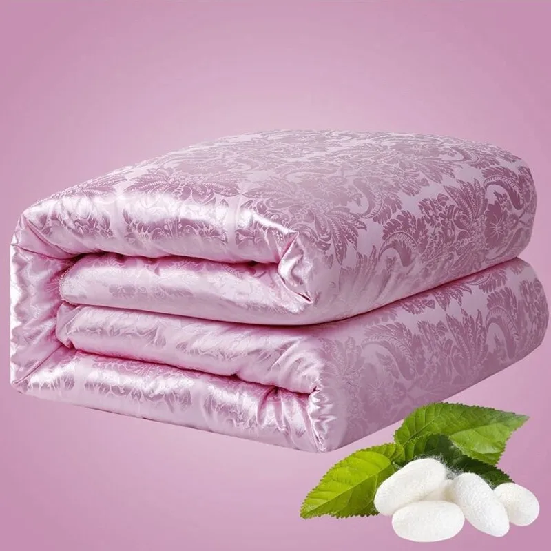 Постельные принадлежности ручной работы, лето и зима, жаккардовое шелковое одеяло/одеяло king queen, двойной размер, комплект постельного белья - Цвет: Розовый