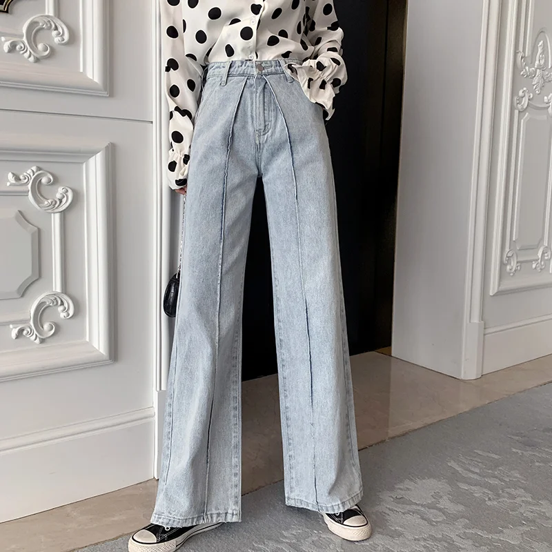 

Women High Waist Mom Jeans Denim Wide Leg Jeans Blue Loose Palazzo Trousers 2019 Autumn Fashion Boyfriend Jeans Mujer