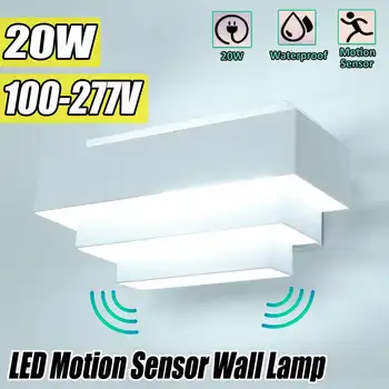 

20W LED Wall Lamp Double Head Porch Light LED Motion Sensor Wall Light Square Aluminium Wall Sconce White Light Indoor Lighting