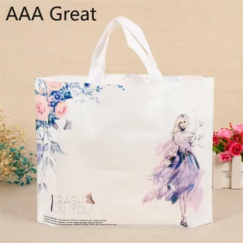 

100Pcs/Lot Bags Shopping Bag Supermarket Plastic Bags With Handle Food Packaging Clothes Shoes Pouches Wholesale Storage Present